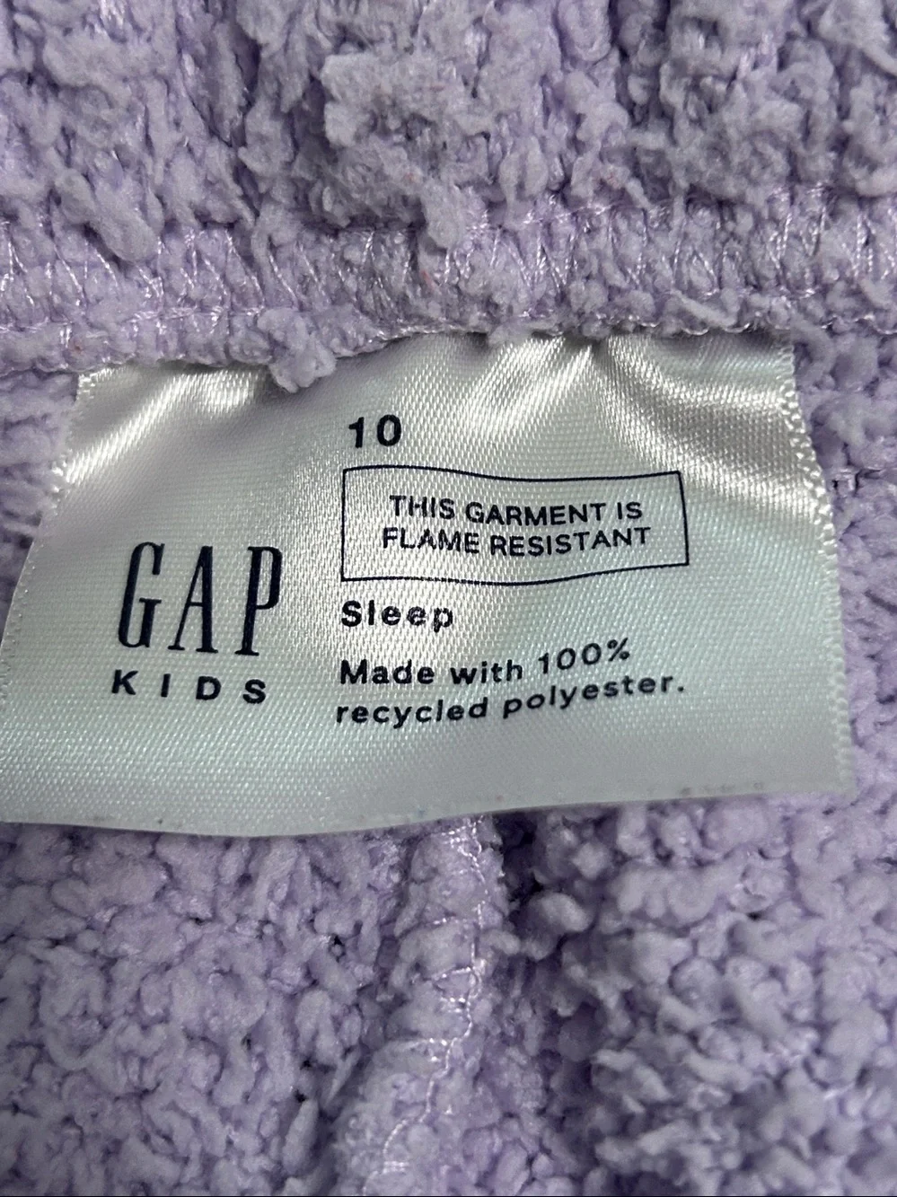 GAP Kids Lavender Plush Sleepwear Kids Chenille PJ Set Size 10-Cozy Pajamas